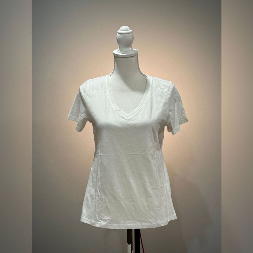White Pact V-Neck Organic Cotton S/S Tee Size S NWOT